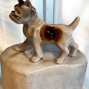 Vintage Japan French Bulldog Porcelain Puppy Dog Figurine White Brown Gray 3"